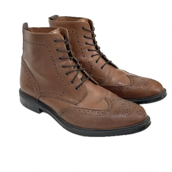Stafford Brand Deacon Wingtip Brogue Boots Men's Leather Upper size 12 - Picture 1 of 7